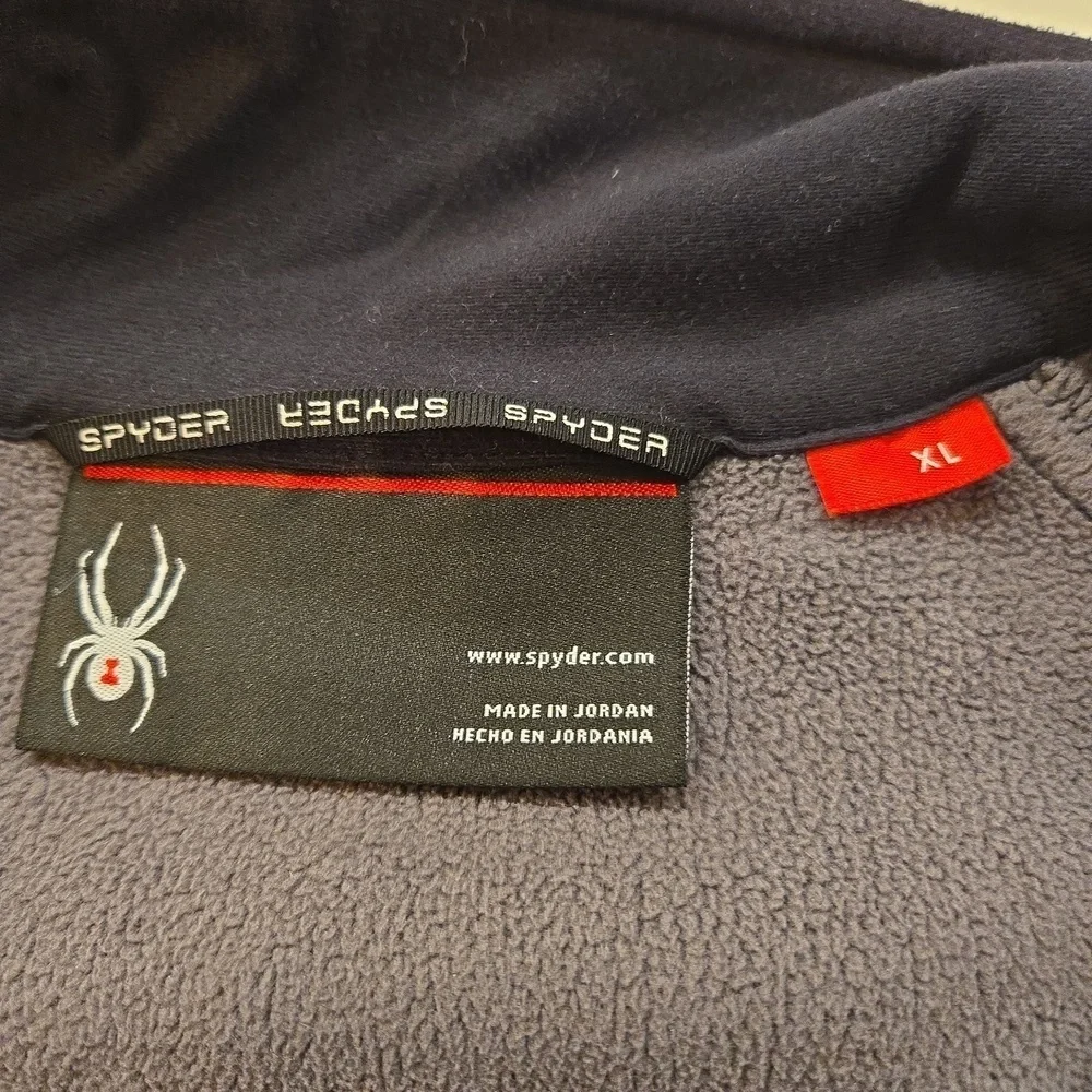 Spyder Soft Shell 1/4 Zip Fleece Pullover Sweater Jacket Mens Size XL Black Gray